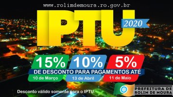 Rolimourense tem 15% de desconto no IPTU até 10 de março 