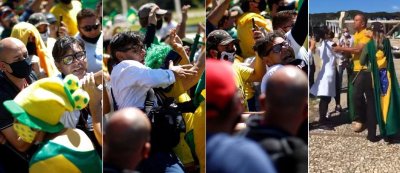 Bolsonaro nega agressões a enfermeiros e repórteres durante protestos e manda...
