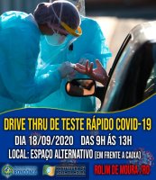 Prefeitura de Rolim de Moura fará 'drive-thru' com testes rápidos para covid-19 nesta...
