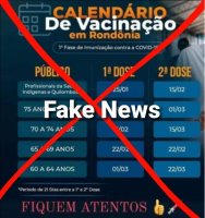Imagem que circula nas redes sociais sobre data de vacinação contra covid-19 em RO é...
