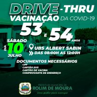 Rolim de Moura: Vacinação contra covid-19 para pessoas com 53 e 54 anos acontece neste...