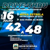 Vacinação em formato drive-thru contra covid-19 ocorre nesta sexta-feira (16) em Rolim...
