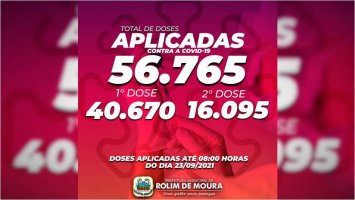 Mais de 56,7 mil doses de vacinas já foram aplicadas em Rolim de Moura, conforme Semusa