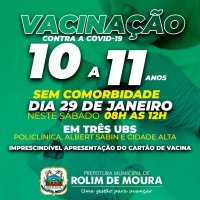 Vacinação contra a COVID-19 para crianças de 10 e 11 anos sem comorbidades será neste...