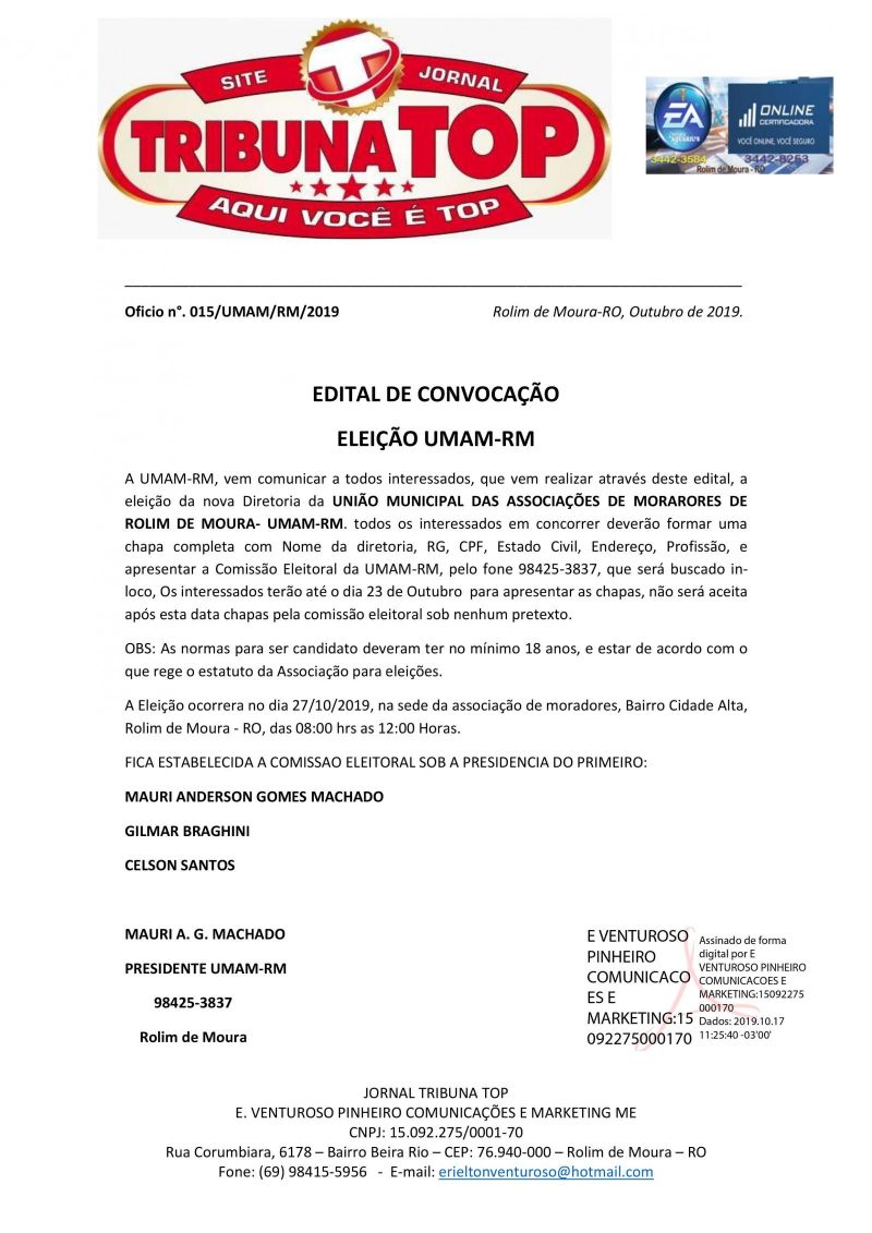 EDITAL DE CONVOCAÇÃO - UMAM 