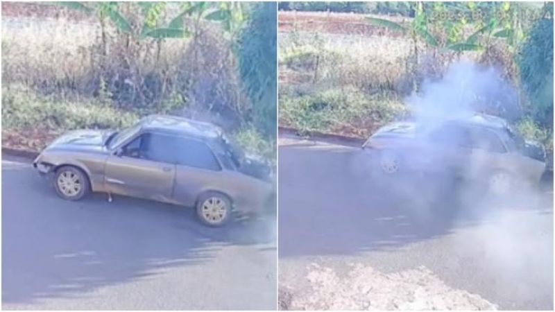 Casal briga, marido vai para o bar e esposa se vinga colocando fogo no carro dele; vídeo Casal briga, marido vai para o bar e esposa se vinga colocando fogo no carro dele; vídeo