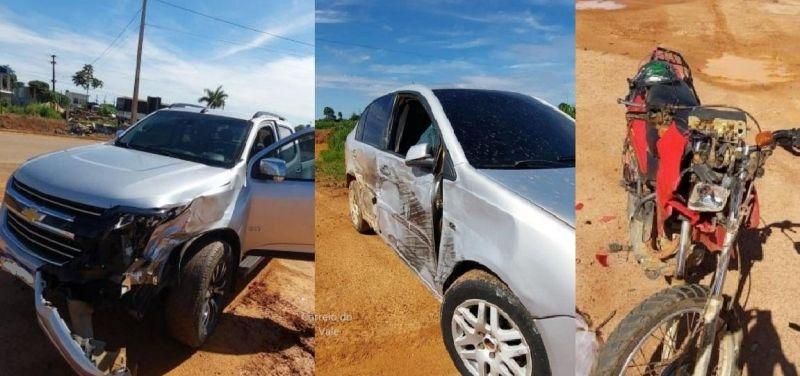 Motociclista fica ferido em acidente envolvendo três veículos na BR-429, em São Miguel Motociclista fica ferido em acidente envolvendo três veículos na BR-429, em São Miguel