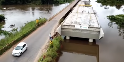 Cabeceira de ponte começa a desabar na RO 135 em Rondônia