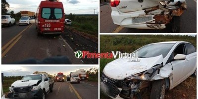 ENGAVETAMENTO - Três carros colidem em sequência na BR-364