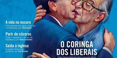 Revista coloca Bolsonaro e Olavo se beijando em sua capa
