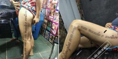 Tatuagem na perna com erro de português para 'mozão' viraliza