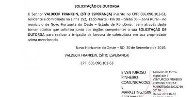 SOLICITAÇÃO DE OUTORGA - VALDEDIR FRANKLIN