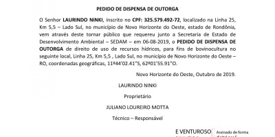 PEDIDO DE DISPENSA DE OUTORGA -LAURINDO NINKI