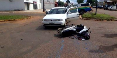 Mulher grávida é socorrida após se envolver em acidente de trânsito em Vilhena