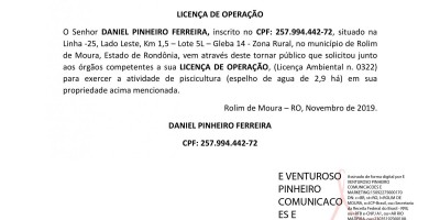 LICENÇA DE OPERAÇÃO - DANIEL PINHEIRO FERREIRA 