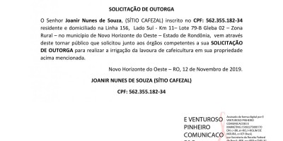 SOLICITAÇÃO DE OUTORGA - Joanir Nunes de Souza