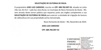 SOLICITAÇÃO DE OUTORGA - JOSE LUIZ CARDOSO 
