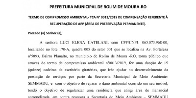 TERMO DE COMPROMISSO AMBIENTAL- TCA - LUCI ELENA CATELANI