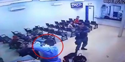 Vídeo mostra policial atirando em jovem que fazia ex-esposa refém em hospital em Jaru