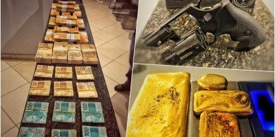 PRF faz grande apreensão de quase meio quilo de ouro, armas e mais de 100 mil em...