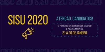 Estão abertas inscrições para o Sisu que vão até as 23h59 de domingo, 26