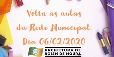 Aulas na rede municipal de Rolim de Moura começam no dia 06 de fevereiro