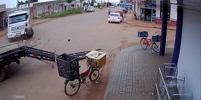Vídeo mostra momento em que vendedor de picolés escapa da morte em Vilhena