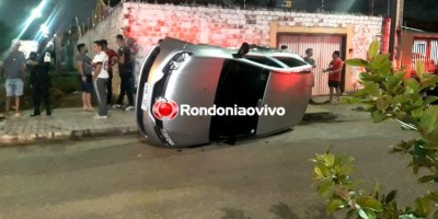 Colisão entre automóveis resulta em capotamento em Porto Velho