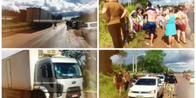 Quatro estudantes escapam da morte após carro cair em córrego na BR-364