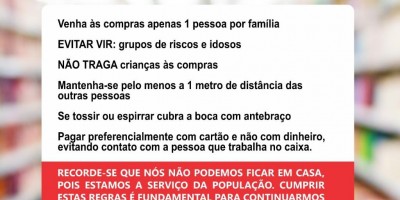 Supermercados de Rolim de Moura continuarão abertos, mas pedem que evitem aglomerações