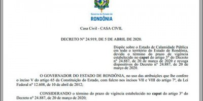 Governo mantém quarentena em RO até 20 de abril, mas municípios poderão tomar suas...