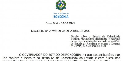 Novo decreto do Governo de Rondônia mantém aulas suspensas até 17 de maio