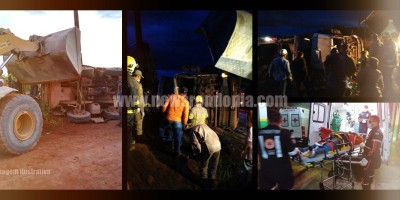 Trabalhador fica com perna presa às ferragens após tombamento de caçamba em Porto Velho