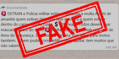 É falso que 'motorista perde ponto na carteira se dirigir sem máscara de proteção'