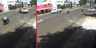 Vídeo mostra momento que Hilux passa sobre cabeça de motociclista