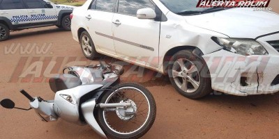 Motociclista colide em carro na manhã desta segunda-feira em Rolim de Moura