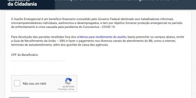 Governo lança site para devolução de auxílio emergencial recebido de forma indevida