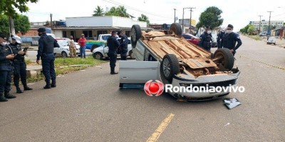 Carro capota após colisão em grave acidente em Porto Velho
