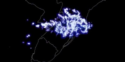Maior raio do mundo, com 709 km de extensão, é registrado no sul do Brasil