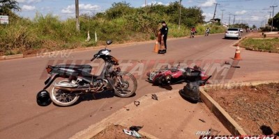 Colisão entre motos na Rua Parnaíba resulta em dois feridos em Rolim de Moura
