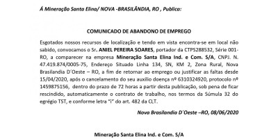 COMUNICADO DE ABANDONO DE EMPREGO