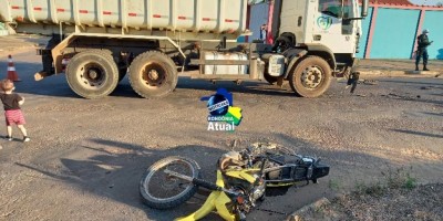 Casal fica gravemente ferido ao colidir contra Caçamba em Ji-Paraná