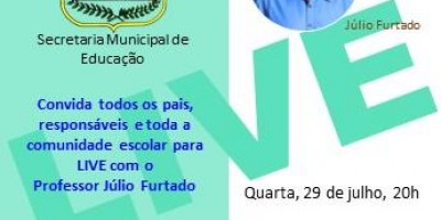 Secretaria Municipal de Educação realizará live para os pais