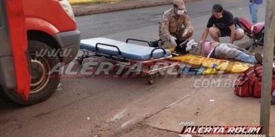 Acidente entre carro e moto deixa um ferido em Rolim de Moura