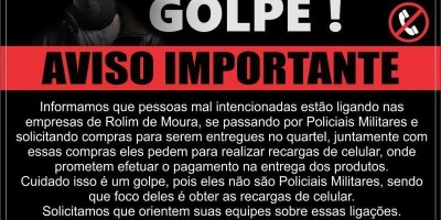 Criminosos estão se passando por policiais militares e aplicando golpes em comércio de...
