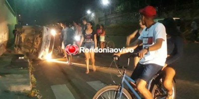 Carro capota com cinco pessoas após acidente em cruzamento em Porto Velho