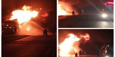 Caminhão pega fogo às margens da BR-364 e deixa trânsito em meia pista em Vilhena