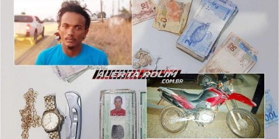 Moto roubada em Rolim de Moura é recuperada pela PM em Santa Luzia; Um suspeito foi preso