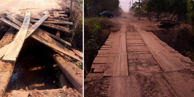 Prefeitura de Rolim de Moura recupera pontes de madeira na zona rural e urbana da cidade