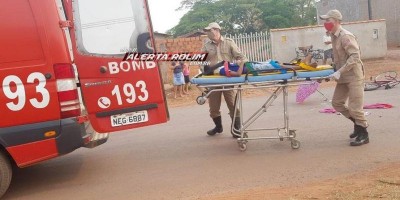 Criança é atropelada por moto enquanto andava de bicicleta pela Avenida São Paulo, em...